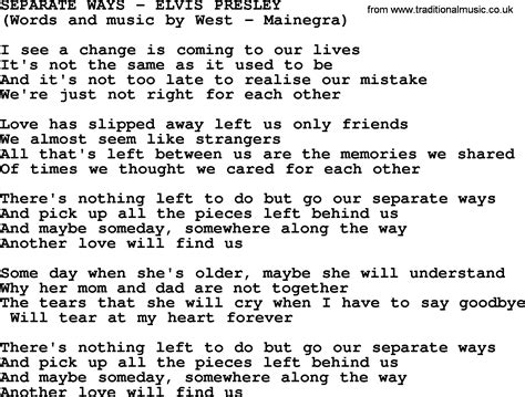 Separate ways lyrics - Separate Ways Lyrics: Mmm yeah oh girl / Mmm yeah oh yeah / We used to be inseparable, now the love has gone / That's the reason why, why you and I, we can't get along / And even though I knew ...